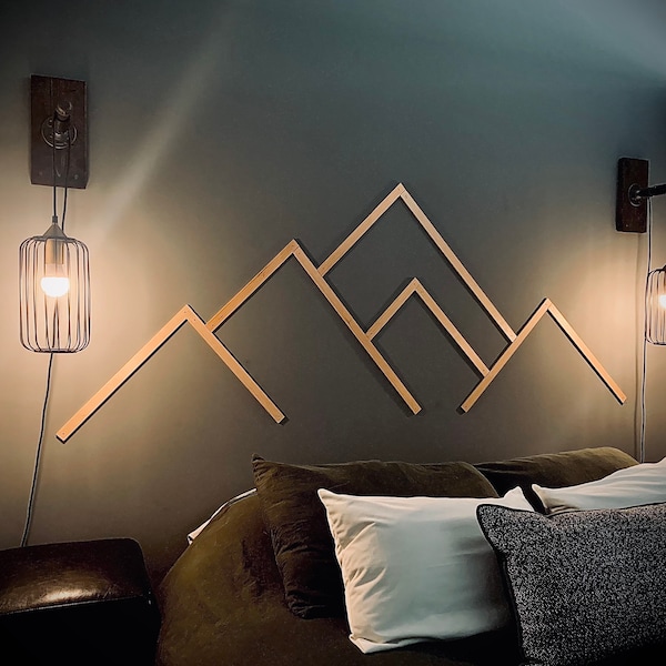 Solid Wood Mountain Wall Art: Minimalist Modern Decor