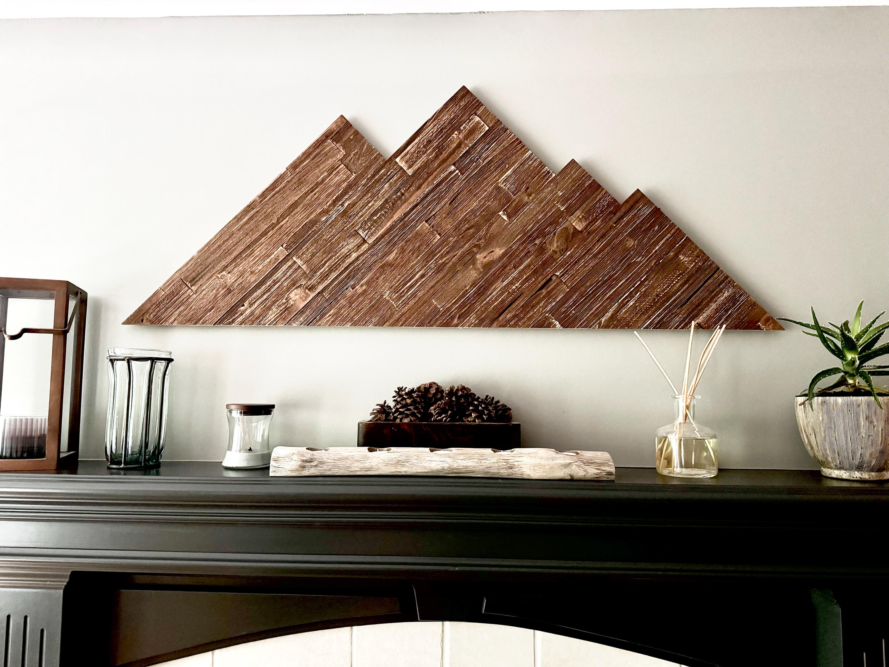 Wood Mountain Landscape Wall Decoration | Fireplace Decor | Feature ...