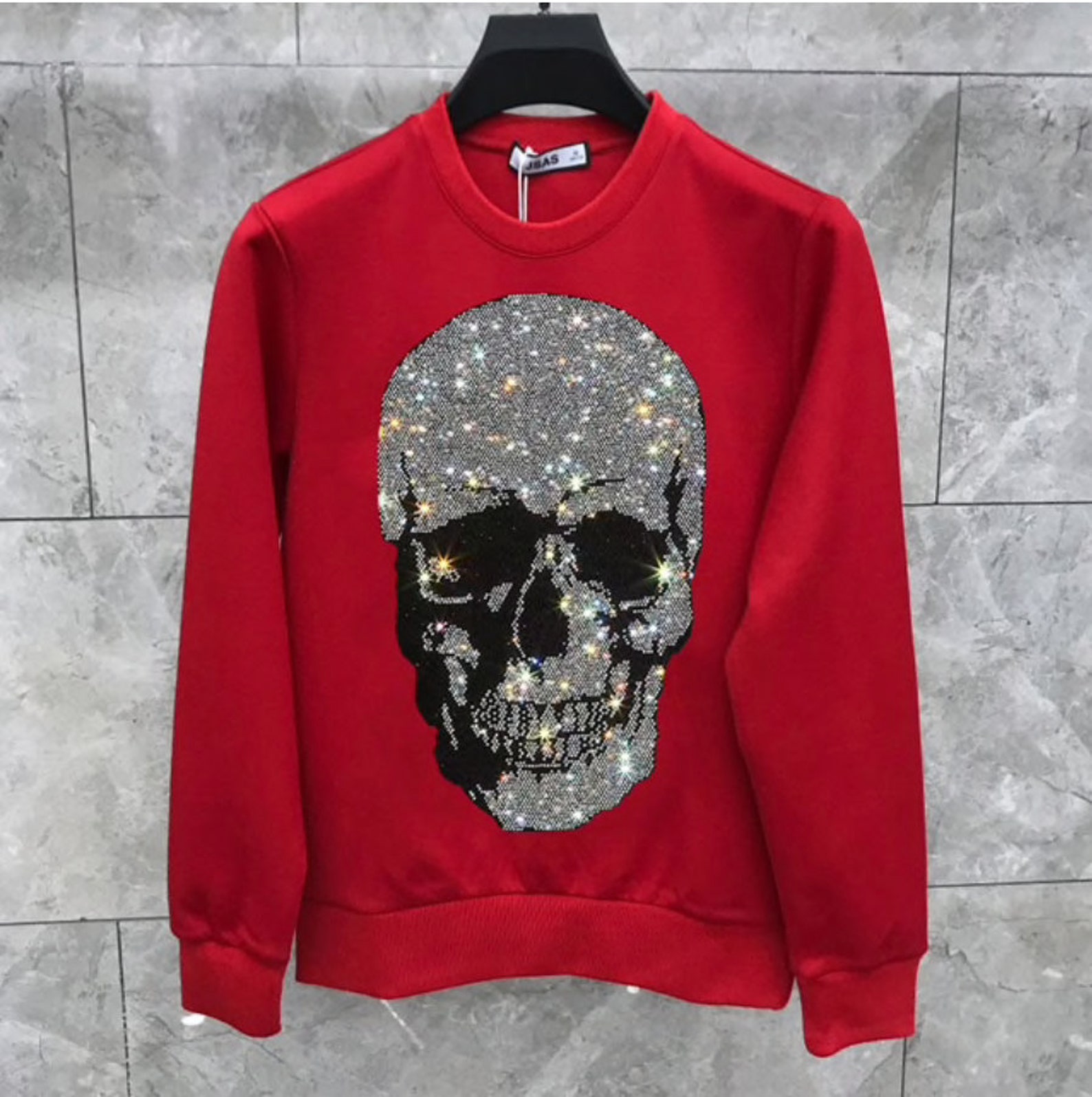 Rhinestone Skull Sweater Etsy
