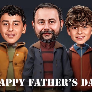 Caricature personnalisée pour 3 personnes | Caricature à partir de la photo | Caricature personnalisée | Cadeaux personnalisés| Cadeau de groupe|