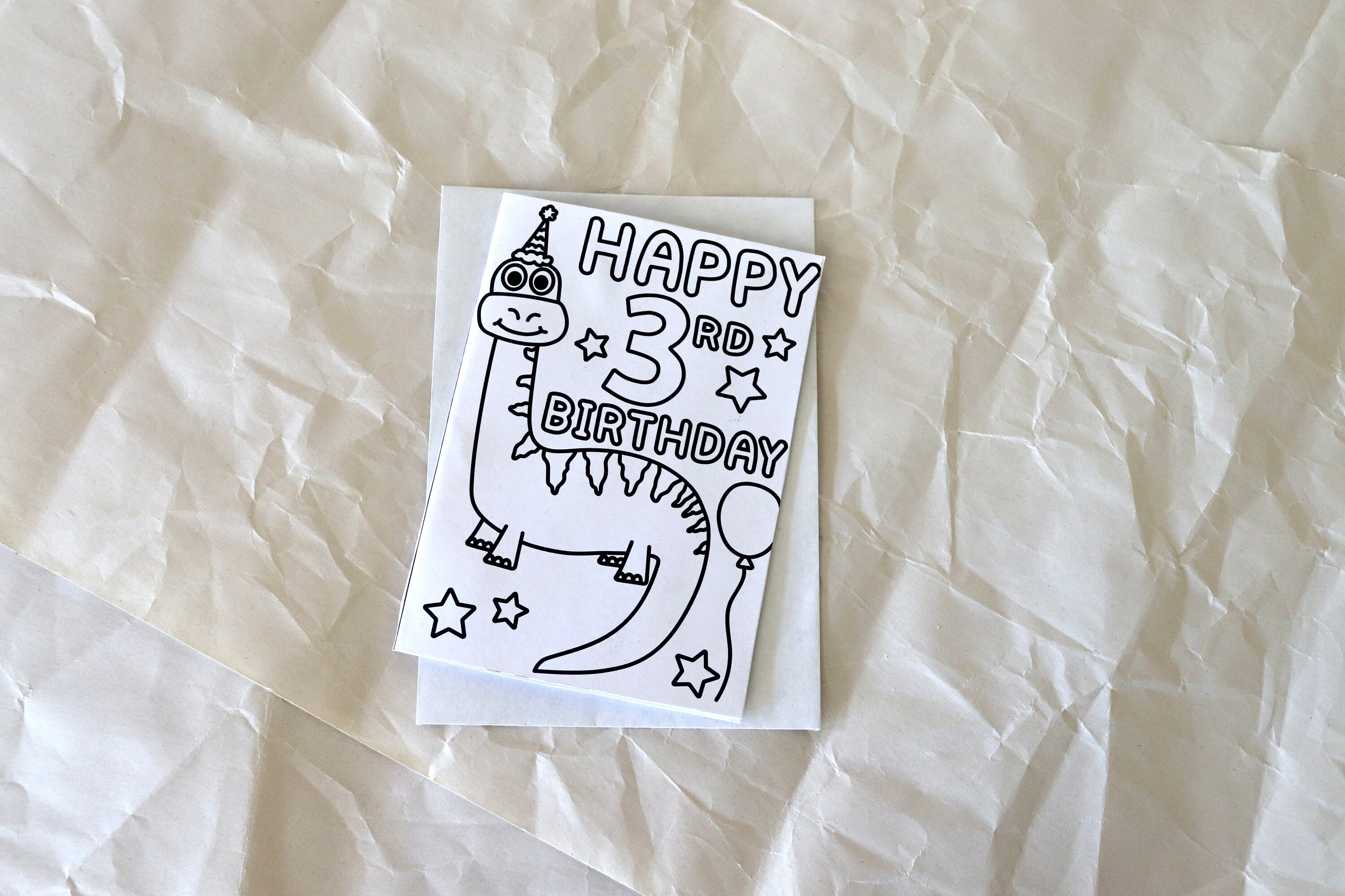 Happy Birthday Coloring Card for Three Year Old Who Loves Coloring ...