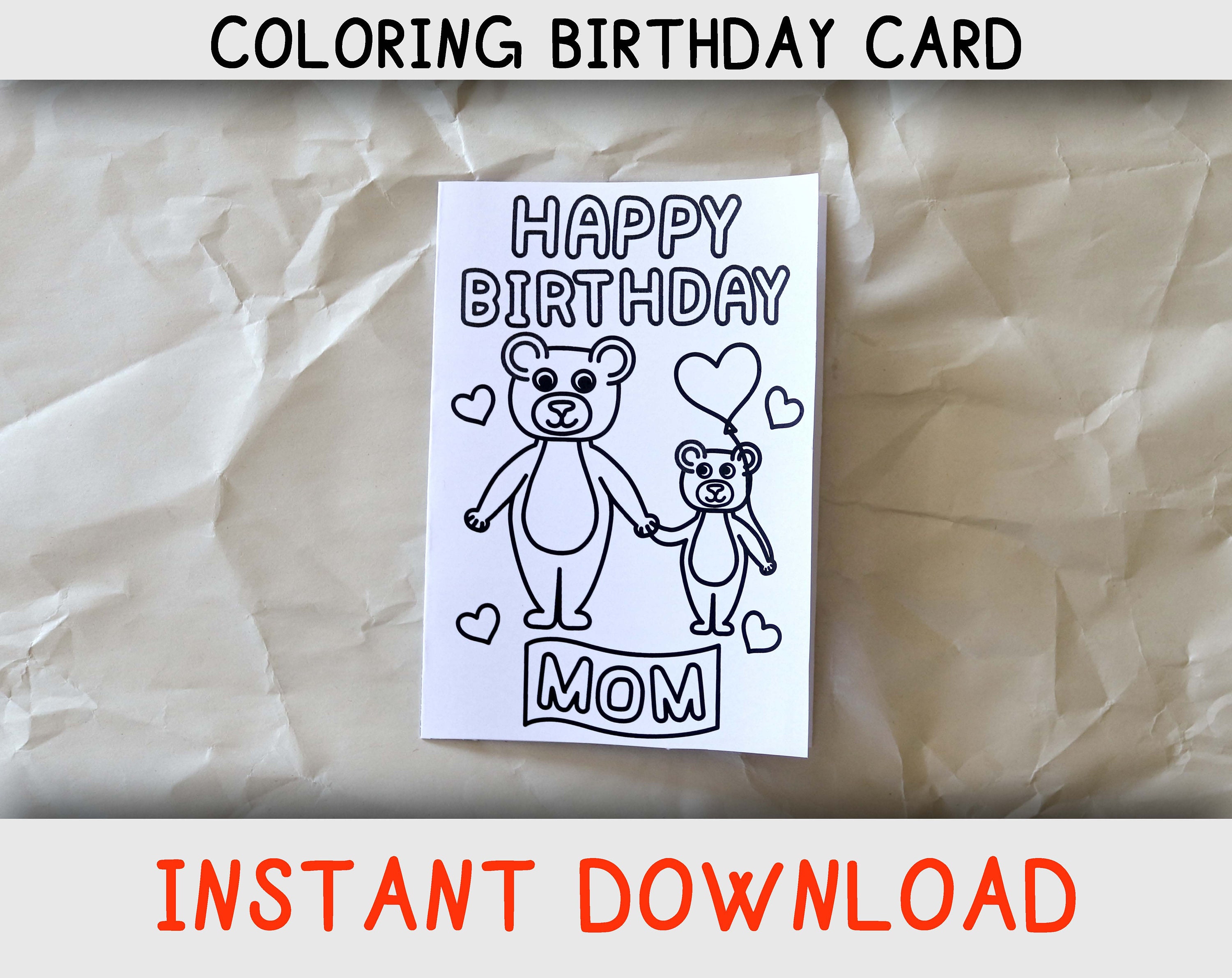 happy birthday coloring card for mom from child childern etsy