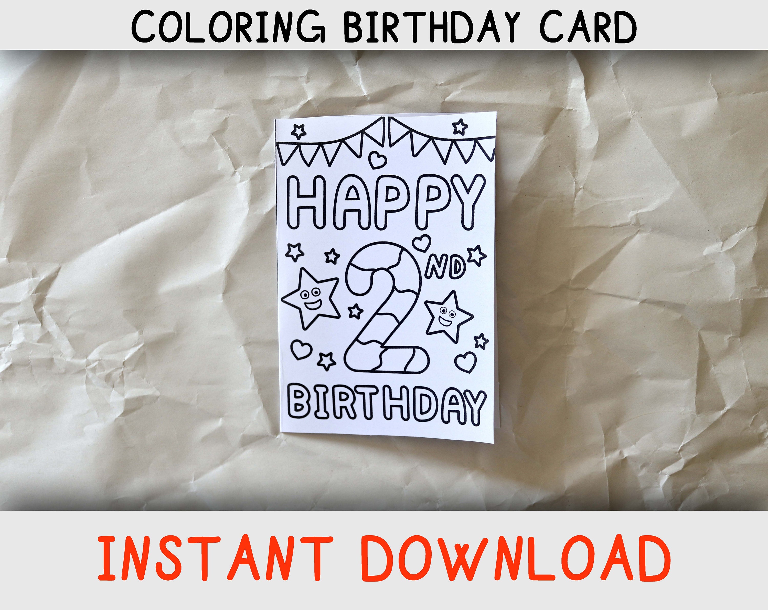 Happy Birthday Coloring Card for Two Year Old Who Loves Coloring Pages ...