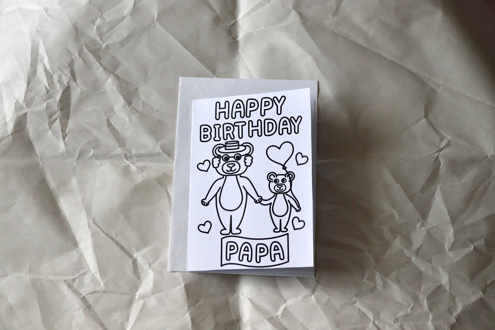 Happy Birthday Coloring Card for Papa From Child / Childern With Bears ...