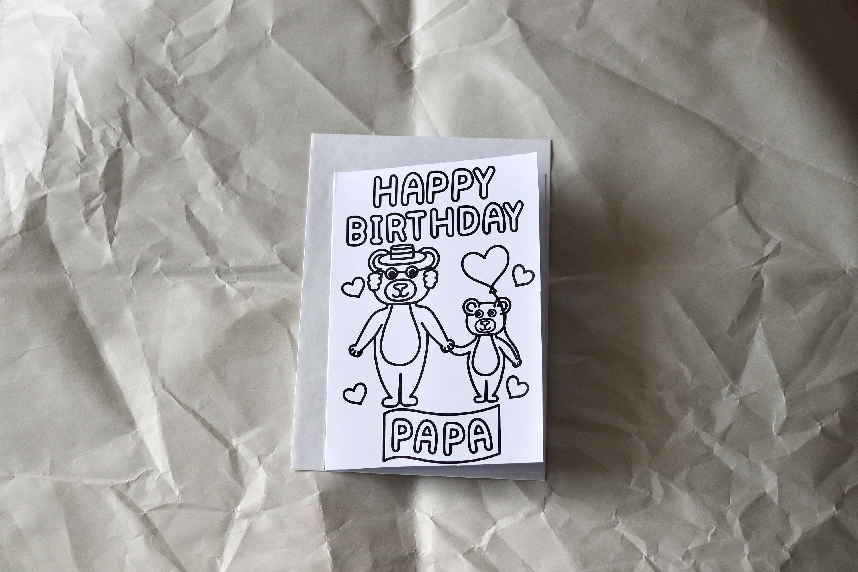 Happy Birthday Coloring Card for Papa From Child / Childern With Bears ...