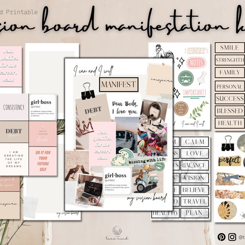 Vision Board Manifestation Kit Dream Board Kit Aesthetic Etsy