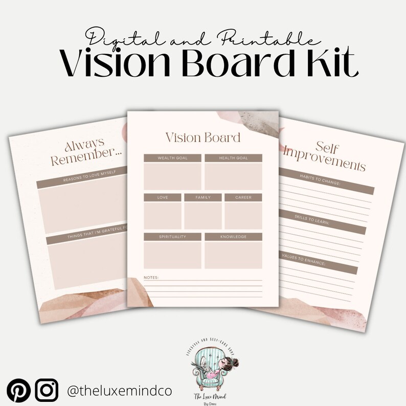 Minimalist Vision Board Digital and Printable - Etsy