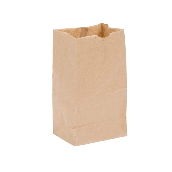 100 Paper Bags, # 4 Kraft Brown Paper Bags, Size: 5"W x 3"D x 9.75"H. Made in the USA