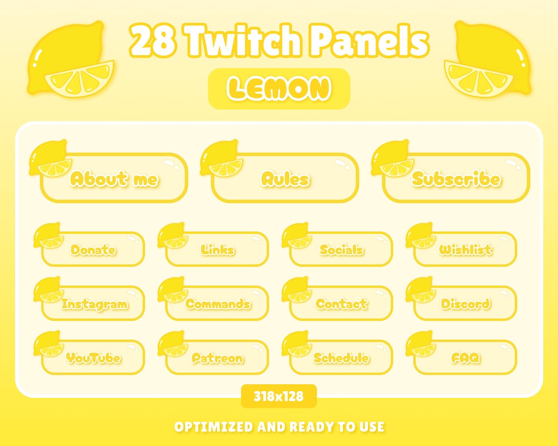 28 Cute Yellow Lemon Fruit Twitch Stream Panels - Etsy