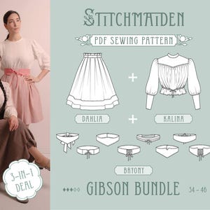 Gibson Bundle | EU 34-46 | PDF Sewing pattern | Instant download A4, US Letter, A0 pattern | Best Deal - 3 in 1 (Dress, Belt, Blouse)