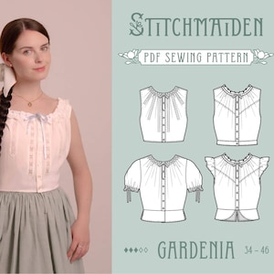 Gardenia Top | EU 34-46 | PDF Sewing pattern | Instant download A4, US Letter, A0 pattern | 4 versions corset cover, camisole, summer top