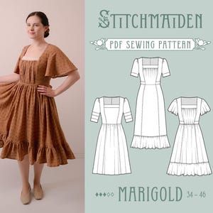 Marigold Dress | EU 34-46 | PDF Sewing pattern | Instant download A4, US Letter, A0 pattern | 3 versions romantic elegant dress