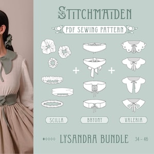 Lysandra Bundle | EU 34-46 | PDF Sewing pattern | Instant download A4, US Letter, A0 pattern | Best Deal - 3 in 1 (Belt, Collar, Scrunchie)