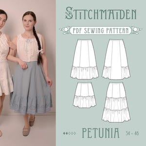 Petunia Petticoat & Skirt | EU 34-46 | PDF Sewing pattern | Instant download A4, US Letter, A0 pattern | 4 versions flared vintage petticoat