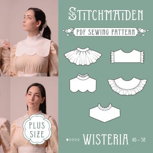 Wisteria Detachable Collar  | Plus Size | EU 46-58 | PDF Sewing pattern | Instant download A4, US Letter, A0 pattern | 5 versions accessory