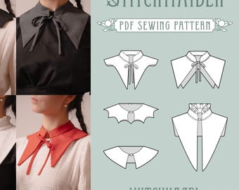 Witchhazel Detachable Collar Pack | EU 34-46 | PDF Sewing pattern | Instant download A4, US Letter, A0 pattern | 5 versions collar accessory