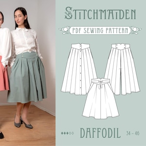 Daffodil Skirt | EU 34-46 | PDF Sewing pattern | Instant download A4, US Letter, A0 pattern | 3 versions feminine skirt & secret pants