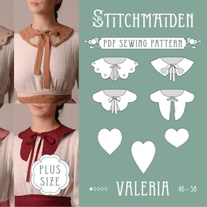 Valeria Detachable Collar | PlusSize | EU 46-58 | PDF Sewing pattern | Instant download A4, US Letter, A0 pattern | Accessory & patch pocket