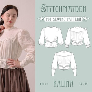 Kalina Blouse | EU 34-46 | PDF Sewing pattern | Instant download A4, US Letter, A0 pattern | 3 versions gibson girl shirt