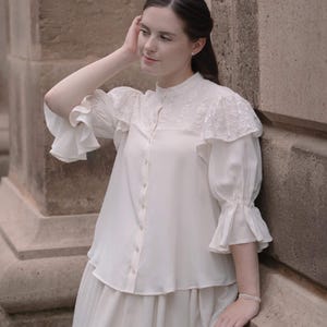 Snapdragon Blouse | EU 34-46 | PDF Sewing pattern | Instant download A4, US Letter, A0 pattern | 3 versions statement sleeve shirt afbeelding 11
