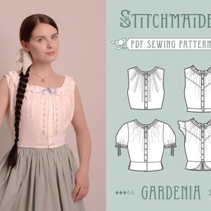 Gardenia Top | EU 34-46 | PDF Sewing pattern | Instant download A4, US Letter, A0 pattern | 4 versions corset cover, camisole, summer top