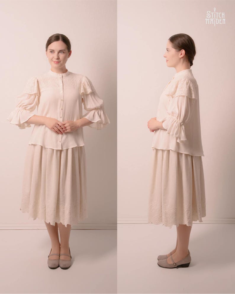Snapdragon Blouse | EU 34-46 | PDF Sewing pattern | Instant download A4, US Letter, A0 pattern | 3 versions statement sleeve shirt afbeelding 7