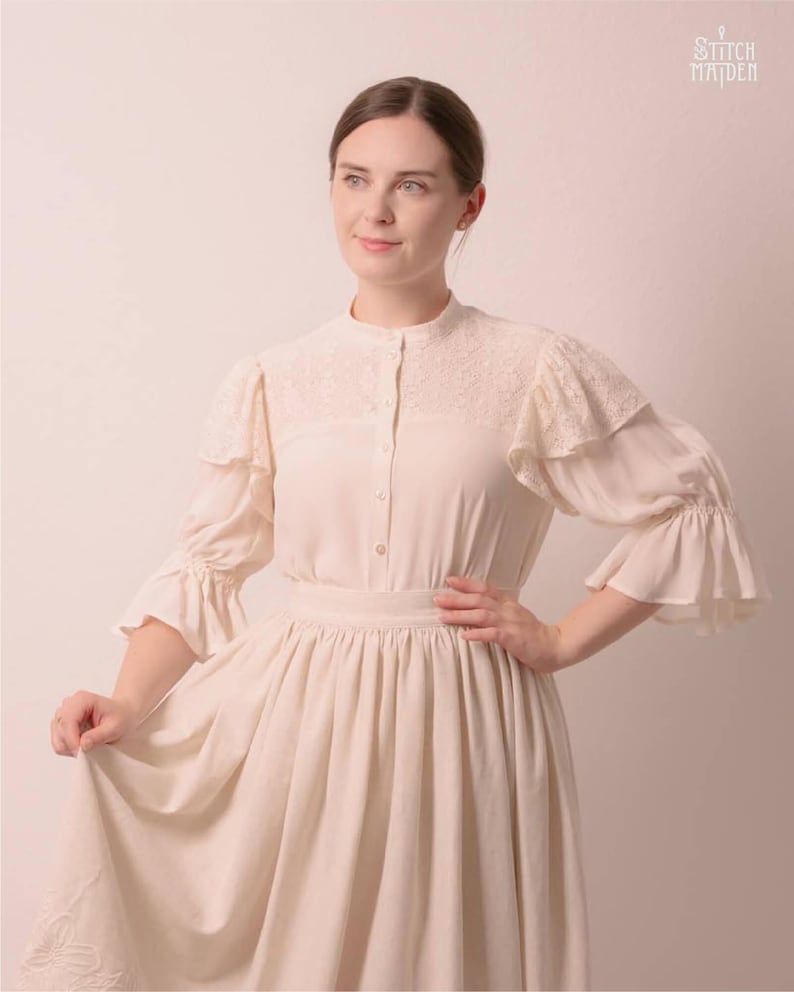 Snapdragon Blouse | EU 34-46 | PDF Sewing pattern | Instant download A4, US Letter, A0 pattern | 3 versions statement sleeve shirt afbeelding 17