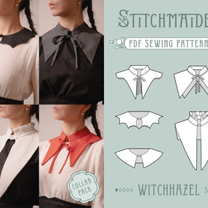Witchhazel Detachable Collar Pack | EU 34-46 | PDF Sewing pattern | Instant download A4, US Letter, A0 pattern | 5 versions collar accessory