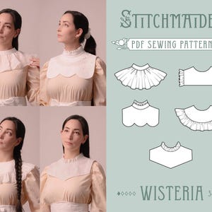Wisteria Detachable Collar | EU 34-46 | PDF Sewing pattern | Instant download A4, US Letter, A0 pattern | 5 versions easy collar accessory