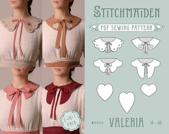 Valeria Detachable Collar Pack | EU 34-46 | PDF Sewing pattern | Instant download A4, US Letter, A0 pattern | Accessory & patch pocket