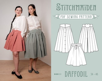 Daffodil Skirt | EU 34-46 | PDF Sewing pattern | Instant download A4, US Letter, A0 pattern | 3 versions feminine skirt & secret pants