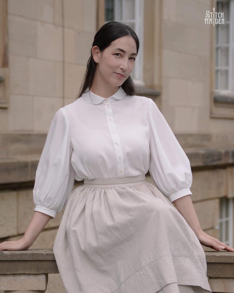 Snapdragon Blouse | EU 34-46 | PDF Sewing pattern | Instant download A4, US Letter, A0 pattern | 3 versions statement sleeve shirt afbeelding 14
