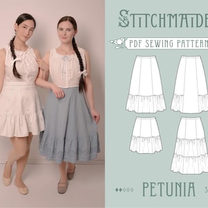 Petunia Petticoat & Skirt | EU 34-46 | PDF Sewing pattern | Instant download A4, US Letter, A0 pattern | 4 versions flared vintage petticoat