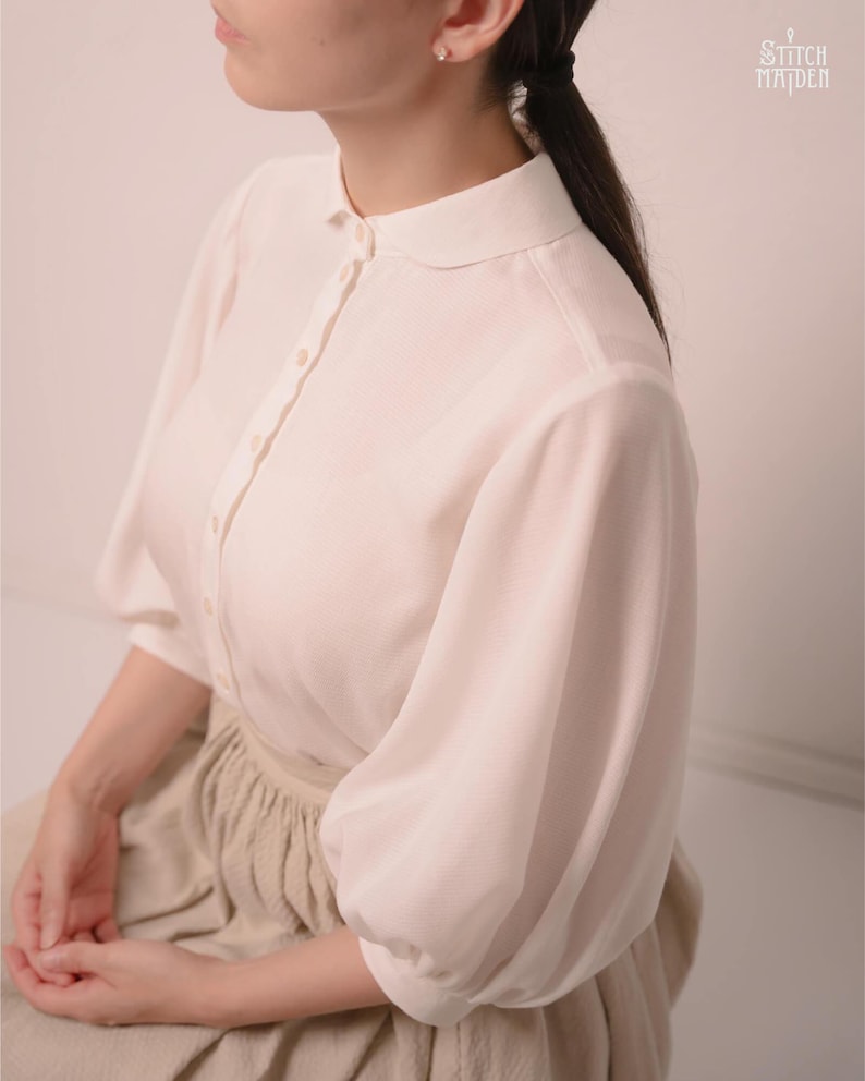 Snapdragon Blouse | EU 34-46 | PDF Sewing pattern | Instant download A4, US Letter, A0 pattern | 3 versions statement sleeve shirt afbeelding 13