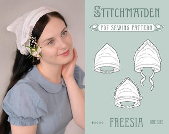 Freesia Headscarf | PDF Sewing pattern | Instant download A4, US Letter, A0 pattern | 3 versions easy 90s headband bandana hair accessory