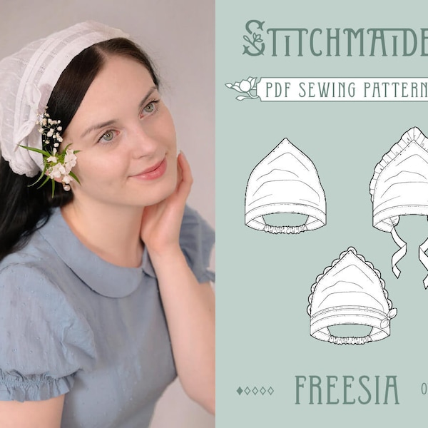 Freesia Headscarf | PDF Sewing pattern | Instant download A4, US Letter, A0 pattern | 3 versions easy 90s headband bandana hair accessory