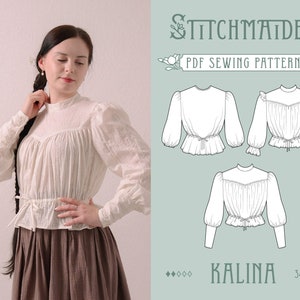 Kalina Blouse | EU 34-46 | PDF Sewing pattern | Instant download A4, US Letter, A0 pattern | 3 versions gibson girl shirt