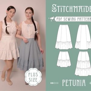 Petunia Petticoat & Skirt | PlusSize | EU 46-58 | PDF Sewing pattern | Instant download A4, US Letter, A0 pattern | flared vintage petticoat