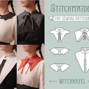 Witchhazel Detachable Collar Pack | EU 34-46 | PDF Sewing pattern | Instant download A4, US Letter, A0 pattern | 5 versions collar accessory