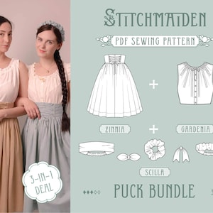 Puck Bundle | EU 34-46 | PDF Sewing pattern | Instant download A4, US Letter, A0 pattern | Best Deal - 3 in 1 (Skirt, Top/Blouse, Scrunchie)