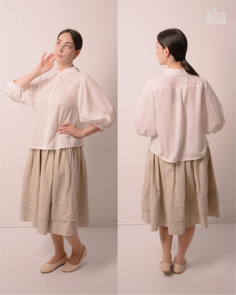 Snapdragon Blouse | EU 34-46 | PDF Sewing pattern | Instant download A4, US Letter, A0 pattern | 3 versions statement sleeve shirt afbeelding 9
