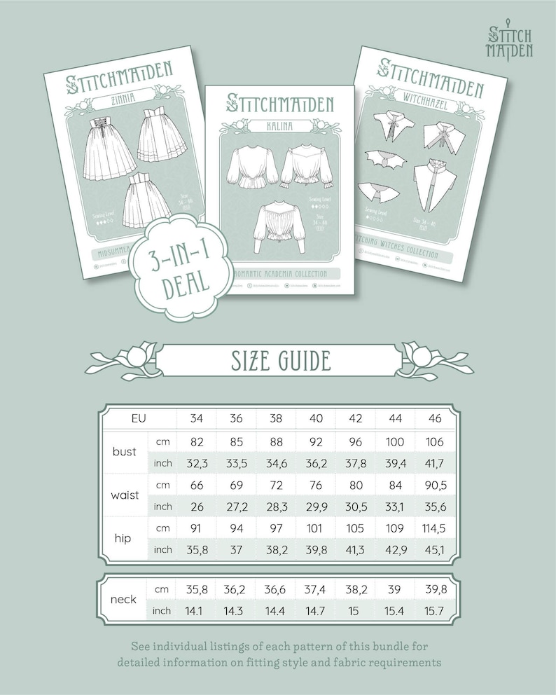 Zelena Bundle EU 3446 PDF Sewing Pattern Instant Download A4, US