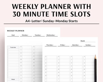 weekly calendar printable etsy