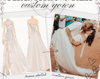 DRESS SKETCH for Designing a Custom Gown | Custom Bridal Gown, Custom Event Gown, Custom Wedding Dress