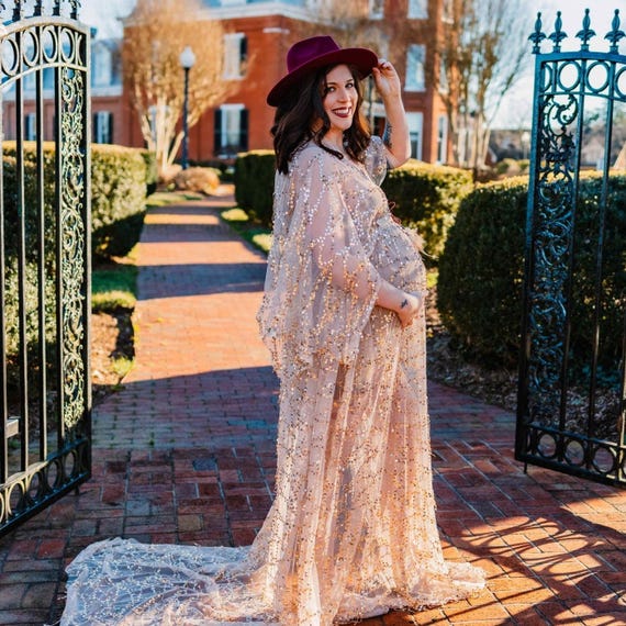 maternity dress with sequins Tiffany Rose Mia Maternity Dress Ivory