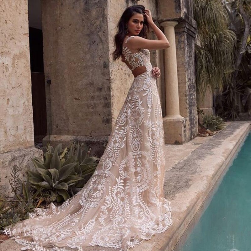 Boho Wedding Dress With Keyhole Back Detail