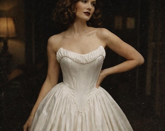 QUEEN OPHELIA | Basque Waist Corset Ballgown Wedding Dress, Dramatic Full Skirt, Custom Available