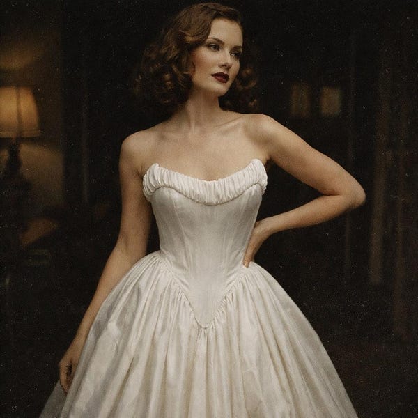 QUEEN OPHELIA | Basque Waist Corset Ballgown Wedding Dress, Dramatic Full Skirt, Custom Available
