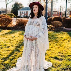 Lace Bell Sleeve Dress, Photoshoot Dress, Maternity Photoshoot Dress, Pregnancy Photoshoot Dress, Wedding Dress, Boho Maternity Dress