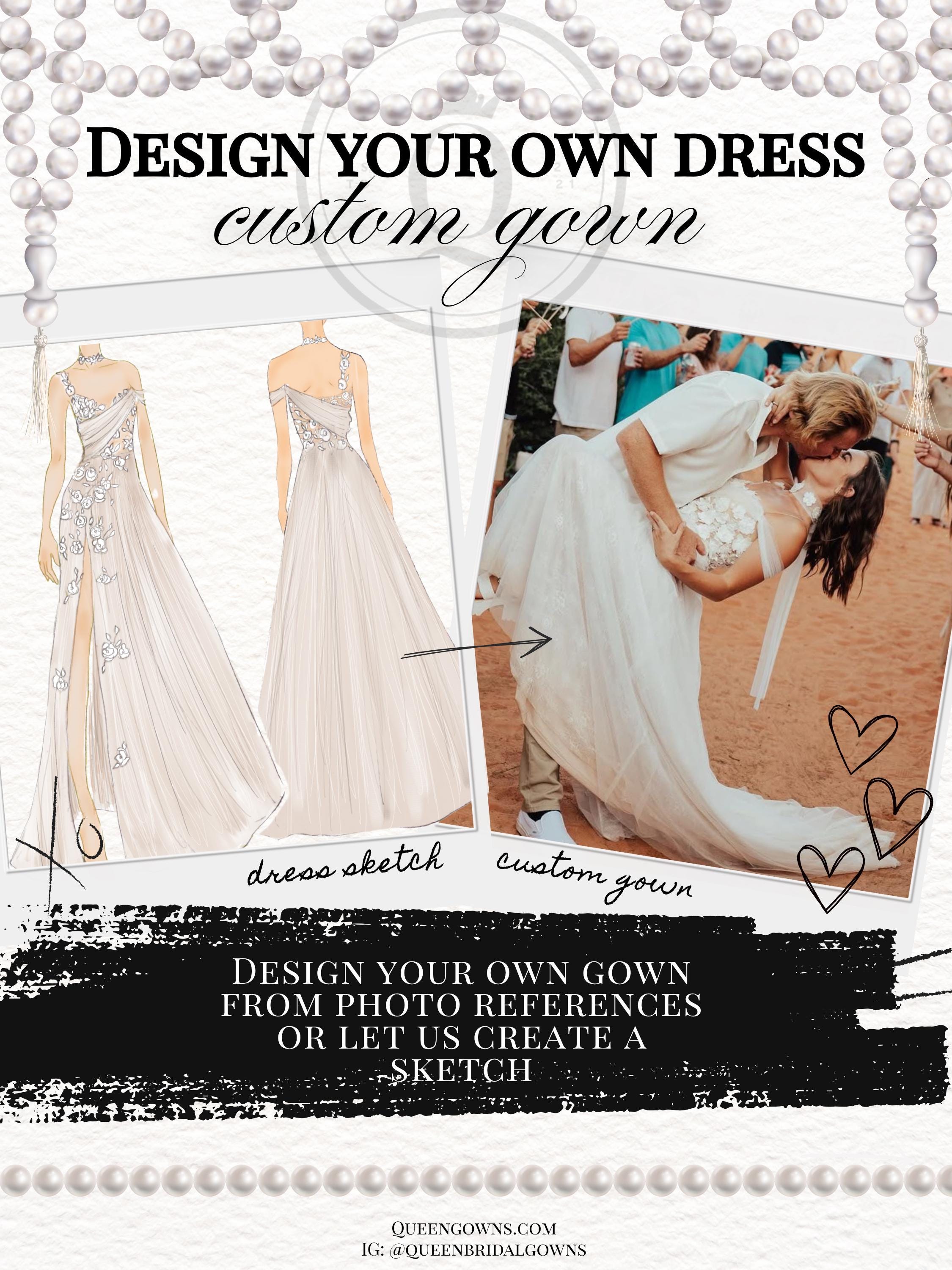 Custom Wedding Dress | Design Your Own Bridal Gown | Handmade, One-of-a-Kind Dress | Custom Fit & Style| Made-to-Measure | Queen Bridal